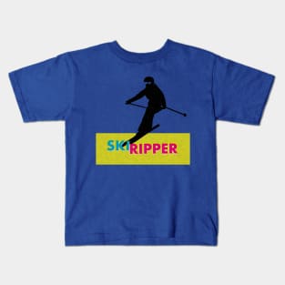 Ski Ripper Downhill Skier Kids T-Shirt